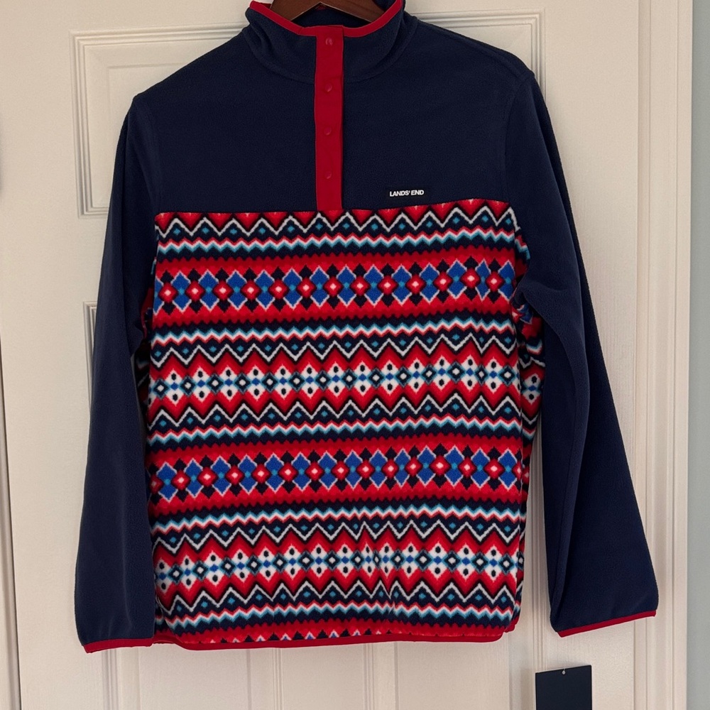 Lands End fleece snap pullover